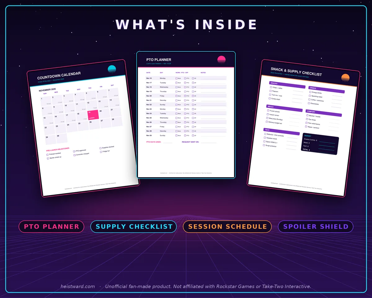 Inside the planner — checklist and schedule pages